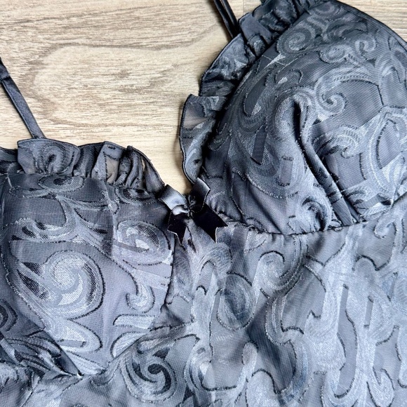 Seductive Wear by Cinema Etoile Black Sheer Embossed Babydoll | Vintage | Size L - Picture 3 of 11